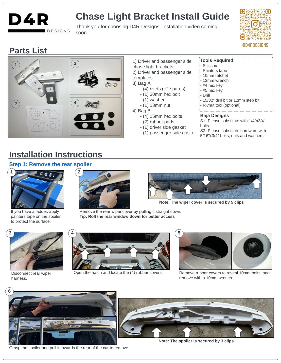 D4R Designs Spoiler Light Brackets